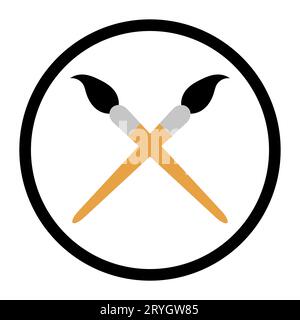 Flat art tool brush instrument, artist web design graphic vector ...