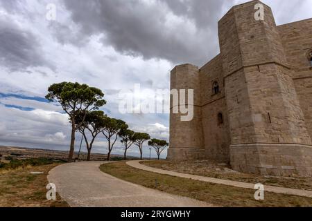 ANDRIA, ITALY, JULY 8, 2022 - View of Castel del Monte, built in an octagonal shape by Frederick II in the 13th century in Apulia, Andria province, Ap Stock Photo