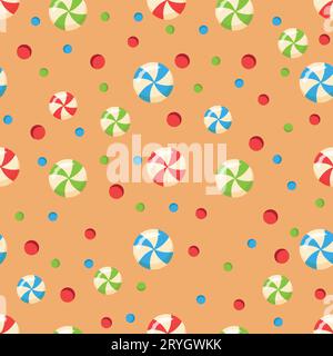 Seamless pattern with colorful lollipops. Vector pattern for wallpaper, fabric print, wrapping paper, birthday party design.Vector illustration Stock Vector