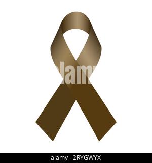 Brown awareness ribbon. Anti-tobacco and colorectal cancer campaign.Vector illustration Stock Vector