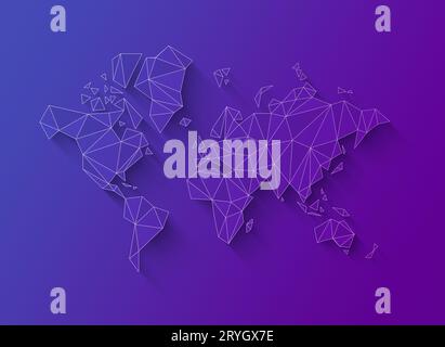 World map shape made of polygons. 3D illustration isolated on a white ...