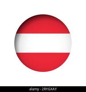 Austria flag - behind the cut circle paper hole with inner shadow. Stock Vector