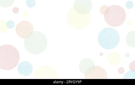 Pastel confetti birthday frame on white background, place for text, halftone colored circles, copy space Stock Photo