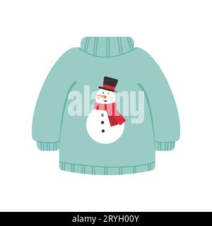 Christmas knitted winter warm sweater with an ornament, sweet shot, jumper for knit. Vector illustration Stock Vector