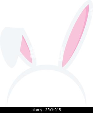Easter rabbit ears headband  icon  isolated on white background. Flat cartoon easter card design element. Spring hare ear accessory. Vector illustrati Stock Vector