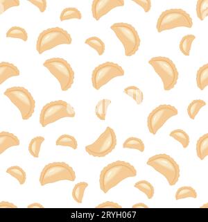 Dumplings  seamless pattern on white background.Print Ideal for Fabric, Textile, Wrapping Paper. Eastern european cuisine. Vector illustration. Stock Vector