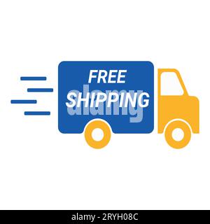 Free shipping delivery truck flat vector icon for apps and websites Stock Vector