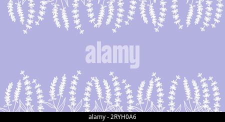 Beautiful background with hand drawn lavender flowers, medical herbs. To create a banner, poster, postcards. Vector illustration lilac background. The Stock Vector