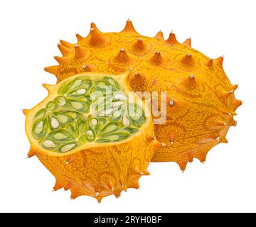 Horned melons isolated on white background Stock Photo