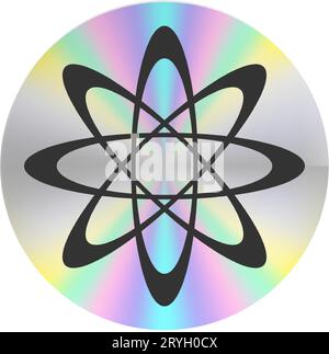 Holographic sticker in a trendy retro y2k style. Vector Graphic with textured foil effect.  Vector illustration Stock Vector