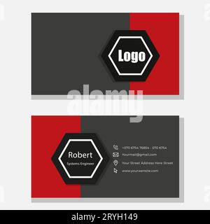 Red vector modern abstract clean and simple business card template, Horizontal name card, Stylish stationery design and visiting card, Creative and pr Stock Vector