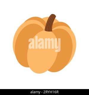 Ripe orange pumpkin. Cartoon squash, gourd. Simple hand-drawn vector isolated illustration. Stock Vector
