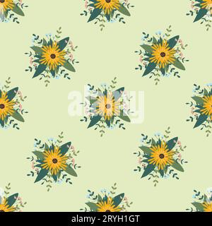 Flower arrangement seamless pattern. Background for wallpapers, textiles, papers, fabrics. Vector illustration. Stock Vector