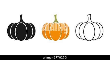 Pumpkin Icon. Vector Set pumkin in Line style. Isolated Vegetable Logo. Stylish solution for app or website. Stock Vector