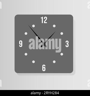 Square clock icon in flat style, timer on color background.Design element.Vector illustration Stock Vector