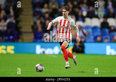 Sheffield, UK. 29th Sep, 2023. Sunderland defender Trai Hume (32) during the Sheffield Wednesday FC v Sunderland AFC sky bet EFL Championship match at Hillsborough Stadium, Sheffield, United Kingdom on 29 September 2023 Credit: Every Second Media/Alamy Live News Stock Photo