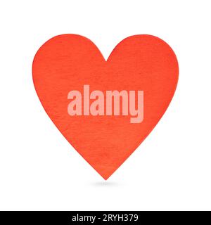 Wooden red heart shape isolated on white background Stock Photo