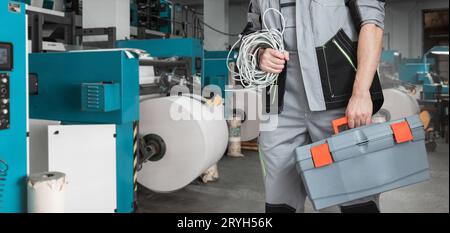 Man working in printing house Stock Photo