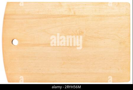 Empty Wooden cutting board isolated on white background. Rectangular shape Stock Photo