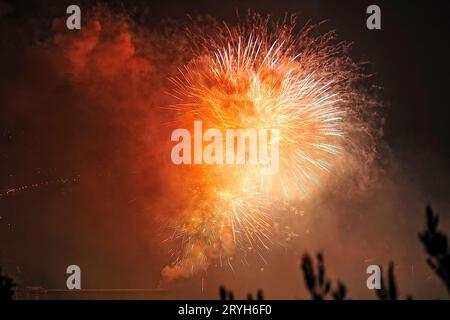 Fireworks on the sea Stock Photo