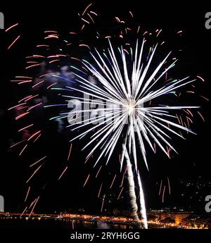 Fireworks on the sea Stock Photo