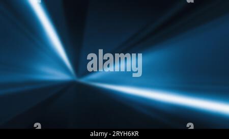 Dark blue abstract neon lights background, technology business grainy gradient dynamic perspective, copy space Stock Photo