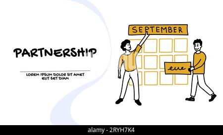 business partnership and planning coordination concept, vector illustration Stock Vector