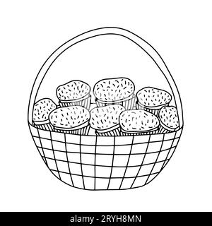 Wicker basket with muffins Stock Vector