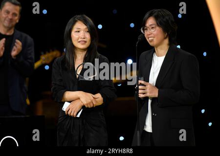 Peng Tzu-Hui und Ping-Wen Wang  bei der Preisverleihung auf dem 71. Internationalen Filmfestival San Sebastian / Festival Internacional de Cine de San Sebastián im Kursaal. San Sebastian, 30.09.2023 Stock Photo