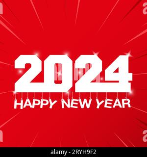 Happy new year 2024 design with numbers. happy new year 2024 vector design for poster, calendar, banner and more Stock Vector