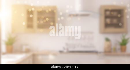 Blur background interior design, minimalistic classic kitchen Stock Photo