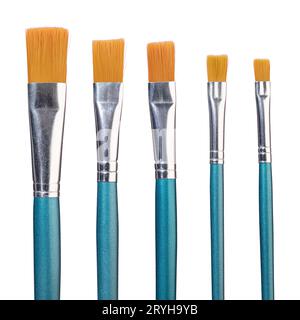 Set of Artistic paint brushes isolated on white background Stock Photo