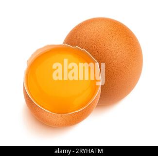 Brown eggs isolated on white background, top view Stock Photo