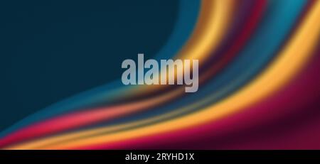 Dark teal blue orange pink grainy gradient background, blurry color wave with noise texture Stock Photo