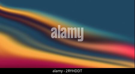 Dark teal blue orange pink grainy gradient background, blurry color wave with noise texture Stock Photo