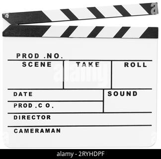 Blank White Movie clapper board isolated on white background Stock Photo