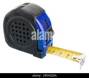 Construction tape measure isolated on white background Stock Photo