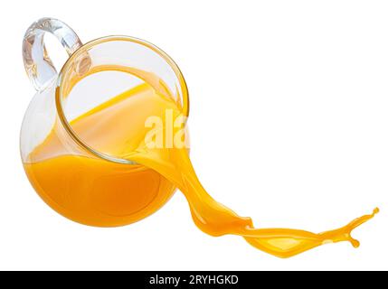 Orange Juice In Pitcher Isolated On White Background Stock Photo