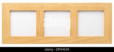 Three slot photo frame with blank spaces for pictures or text isolated on a white background Stock Photo