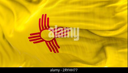 Detail of the New Mexico state flag waving Stock Photo