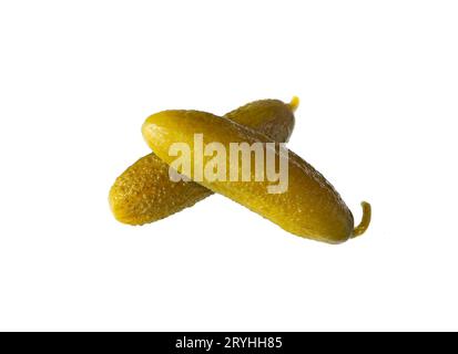 Pickled, marinated cucumbers isolated on white background Stock Photo