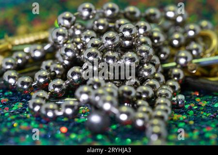 A colorful mix of nails and screws with eyelets and hoes Stock Photo