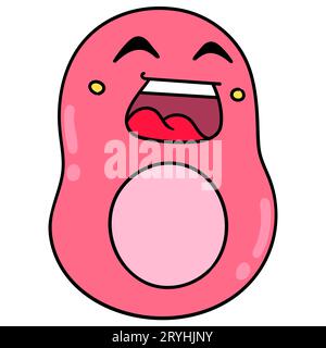 a cute pink creature was laughing out loud, vector illustration carton emoticon. doodle icon drawing Stock Photo