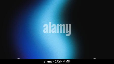 Abstract blue colors gradient wave on black background, blurry lights on dark noise texture, copy space Stock Photo