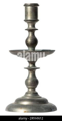 Antique metallic candlestick isolated on white background Stock Photo