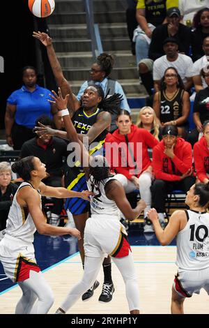 Arlington, USA. 29th Sep, 2023. Arlington, Texas, USA: Natasha Howard (Dallas) in action during the WNBA playoff game between the Dallas Wings and the Las Vegas Aces played at College Park Center on Friday September 29, 2023. (Photo by Javier Vicencio/Eyepix Group/Sipa USA) Credit: Sipa USA/Alamy Live News Stock Photo