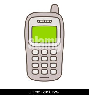 Old fashioned mobile phone drawing, simple and cute hand drawn vector illustration. Stock Vector