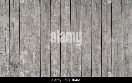Old vintage gray wooden planks fence Stock Photo