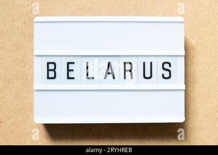 Lightbox with word belarus on wood background Stock Photo