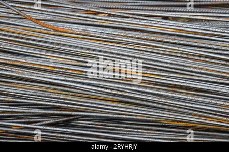 Pile of metal fitting or armature rebars Stock Photo